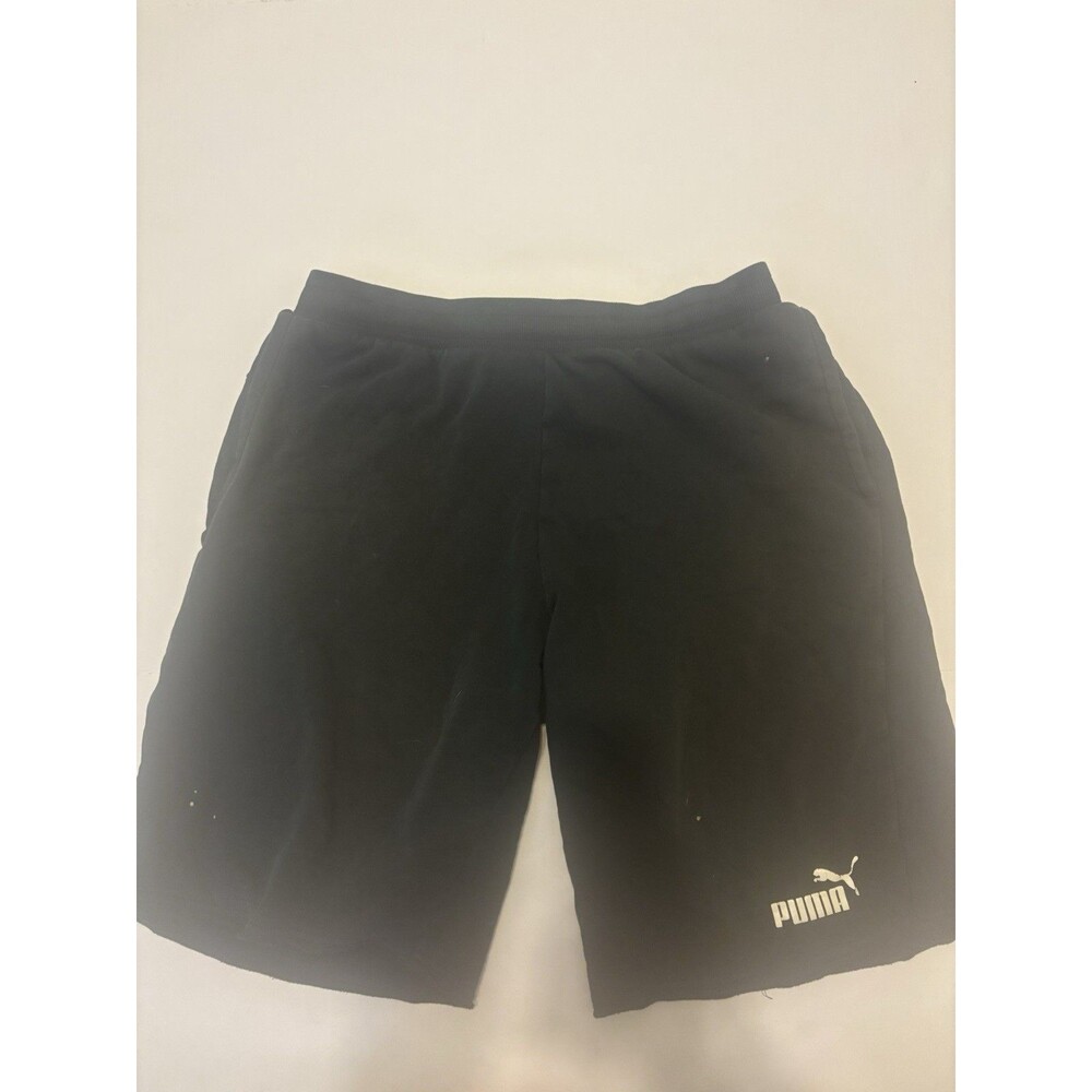 PUMA Men's Black Polyester Fleece Athletic Shorts L Drawstring Pockets